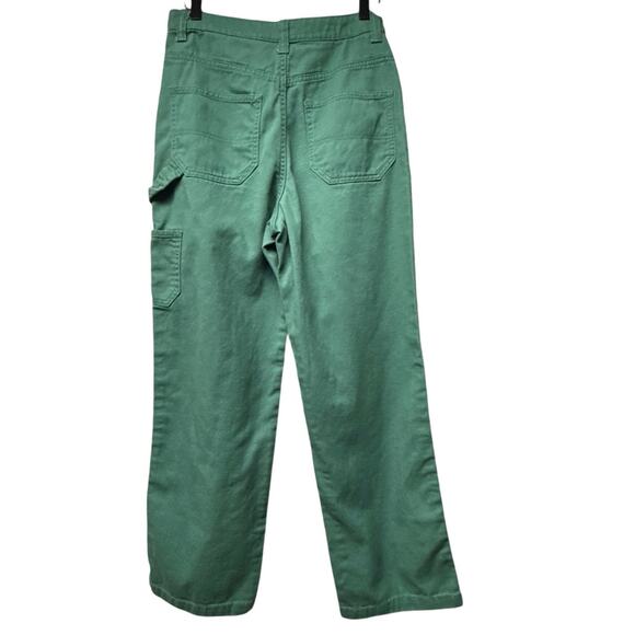 Divided H&M Size 6 Green Carpenter Cargo Pants Straight Leg High Rise Cotton - Picture 4 of 6